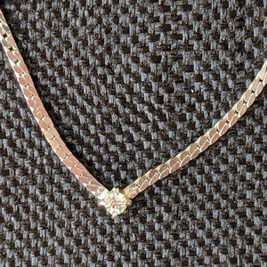 Silver Necklace with Diamond